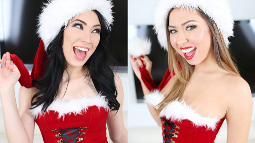 Swallow Salon Features Aria Alexander and Melissa Moore Swallowing Cum for the Holidays